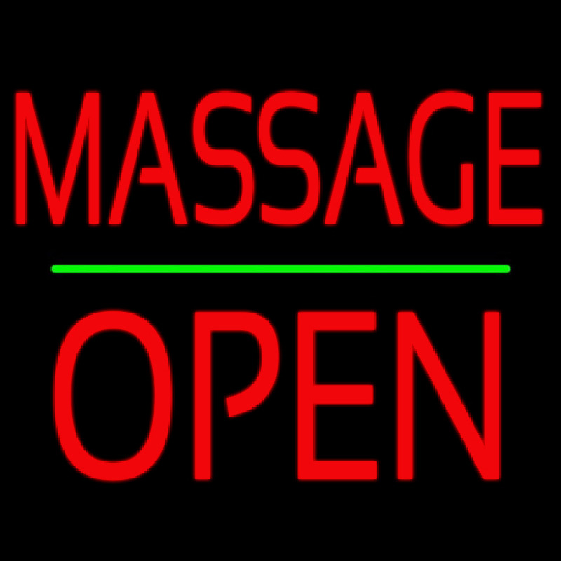 Custom Red Massage Block Open Neon Sign USA
