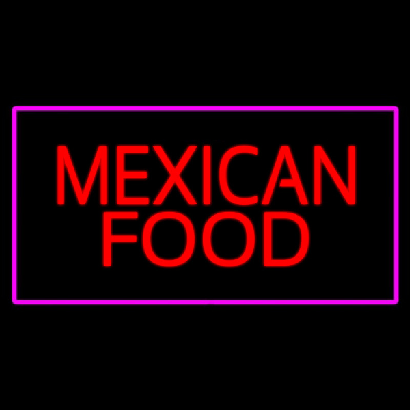 Custom Red Mexican Food Pink Border Neon Sign USA
