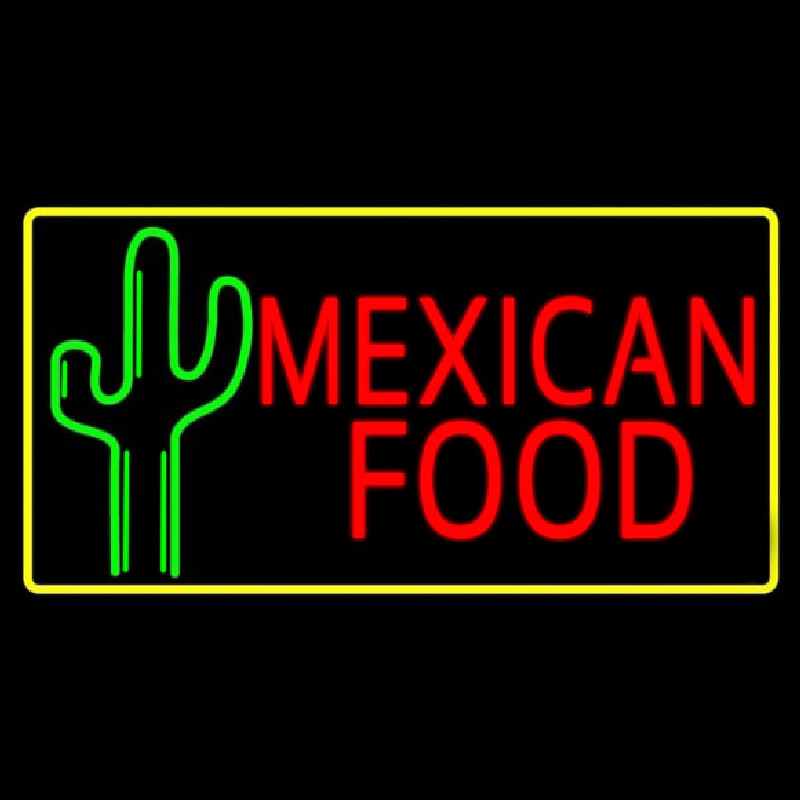 Custom Red Mexican Food With Cactus Logo Neon Sign USA
