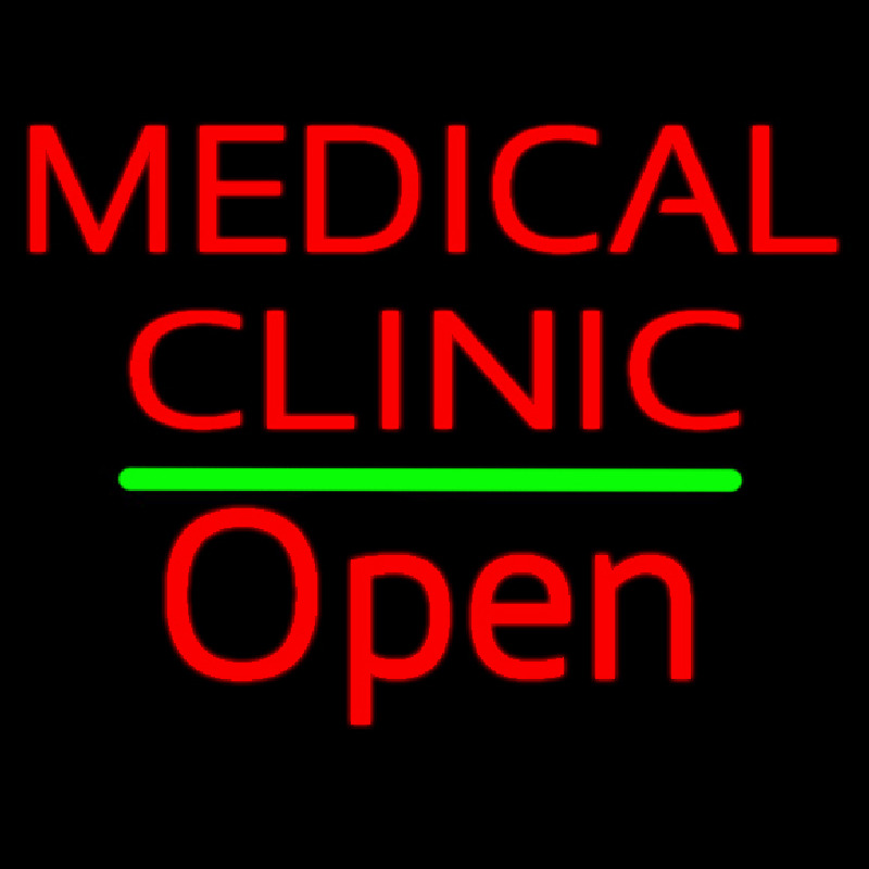Custom Red Medical Clinic Open Green Line Neon Sign USA