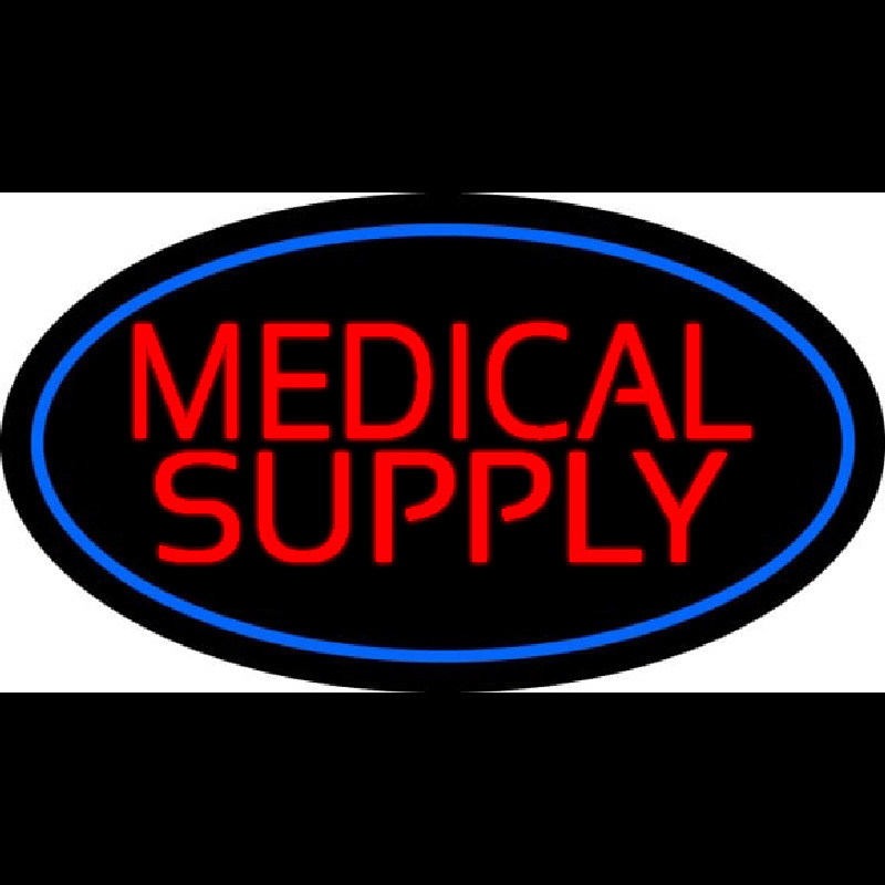 Custom Red Medical Supply Oval Blue Neon Sign USA