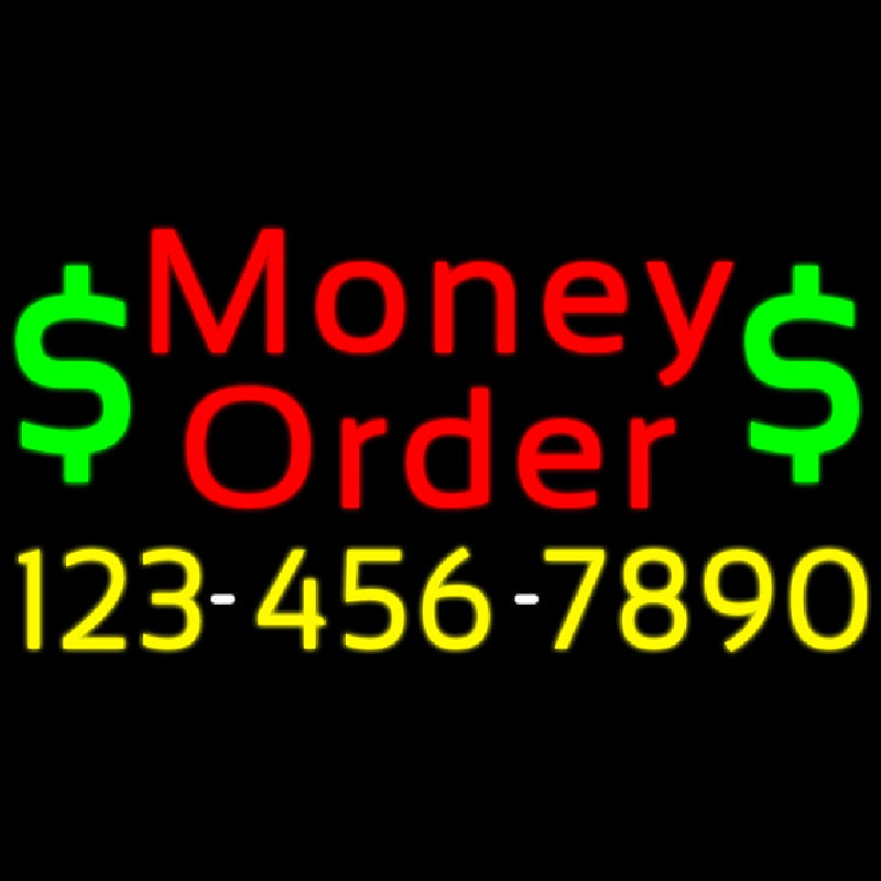 Custom Red Money Order With Phone Number Neon Sign USA