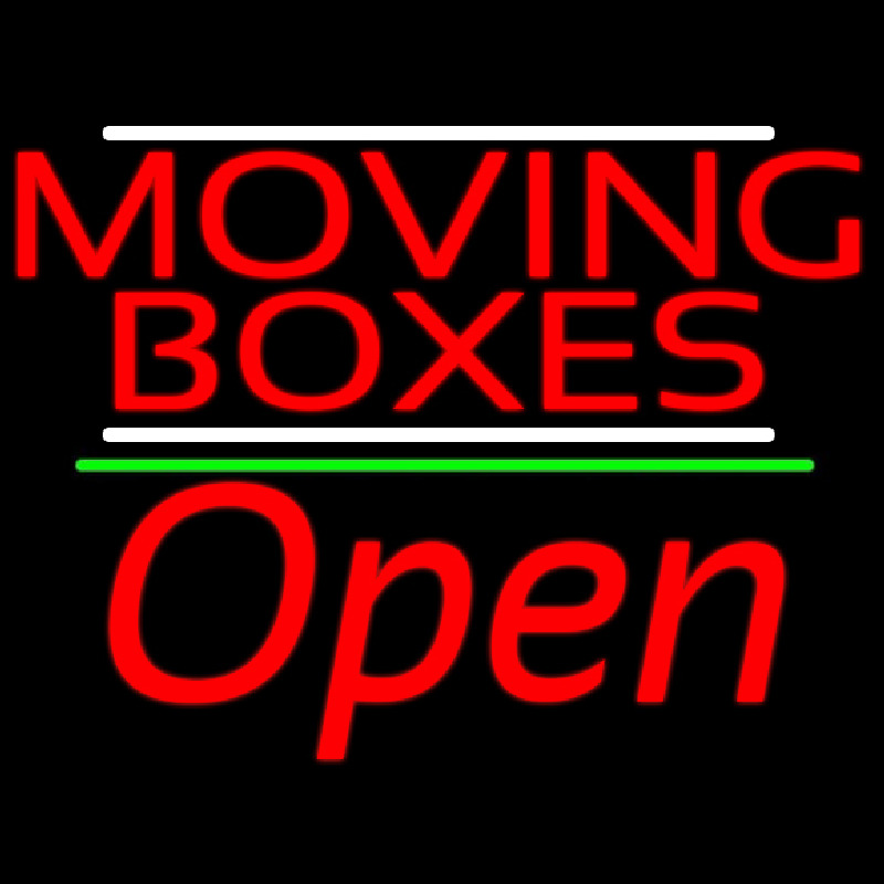 Custom Red Moving Boxes Open 2 Neon Sign USA