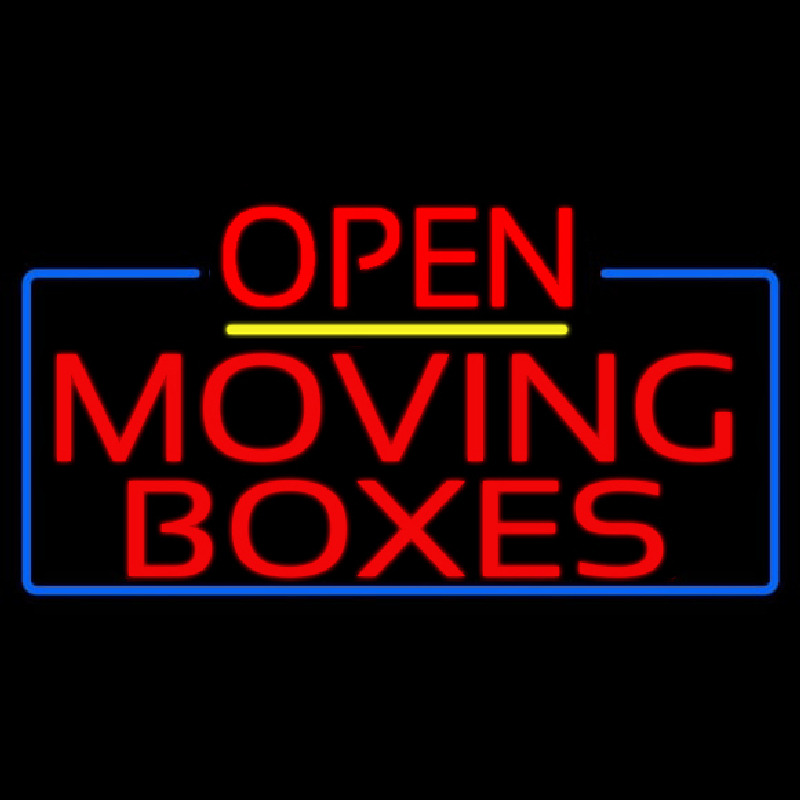 Custom Red Moving Boxes Open 4 Neon Sign USA
