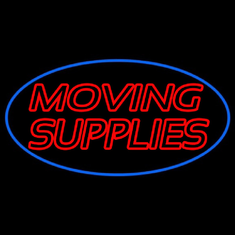 Custom Red Moving Supplies Blue Oval Neon Sign USA