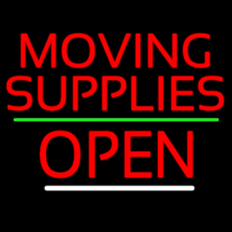 Custom Red Moving Supplies Open Green Line 3 Neon Sign USA