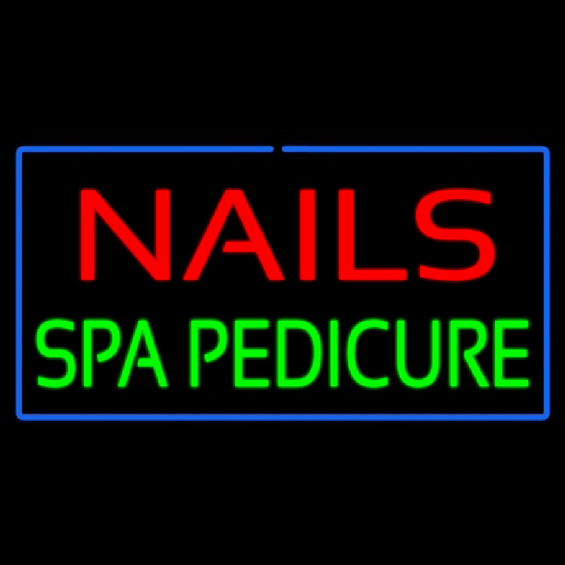 Custom Red Nails Green Spa Pedicure With Blue Border Neon Sign USA