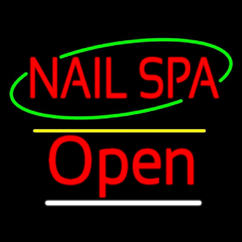Custom Red Nails Spa Open Yellow Line Neon Sign USA