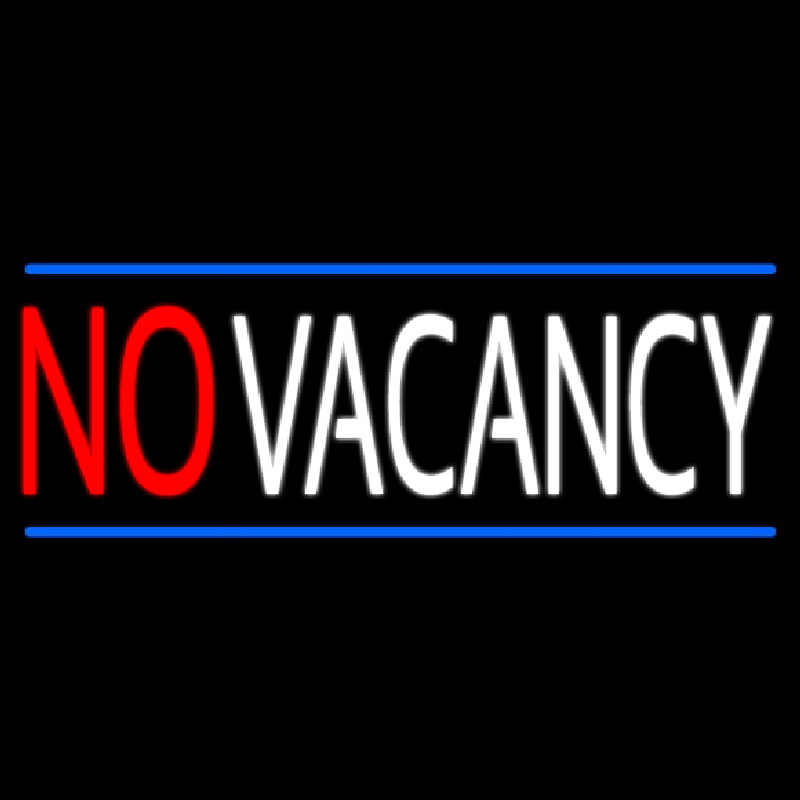 Custom Red No Vacancy White With Blue Lines Neon Sign USA