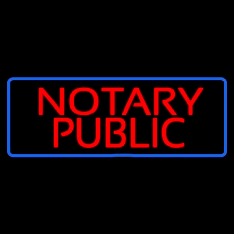 Custom Red Notary Public Blue Border Neon Sign USA