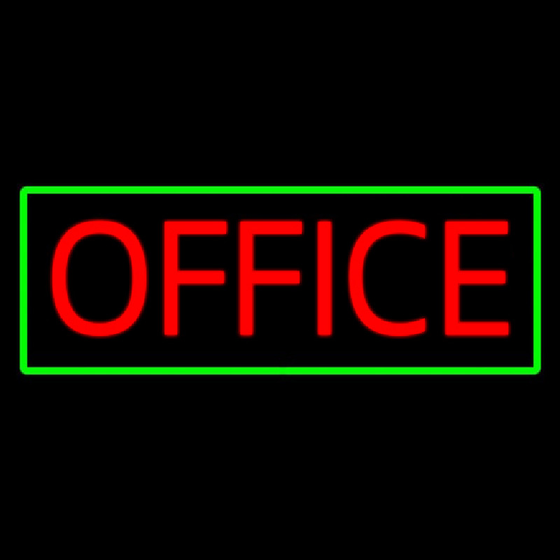 Custom Red Office Green Border Neon Sign USA