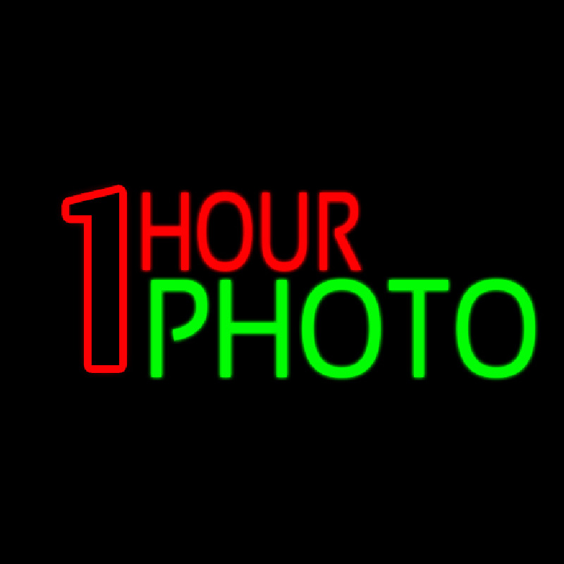 Custom Red One Hour Photo Neon Sign USA
