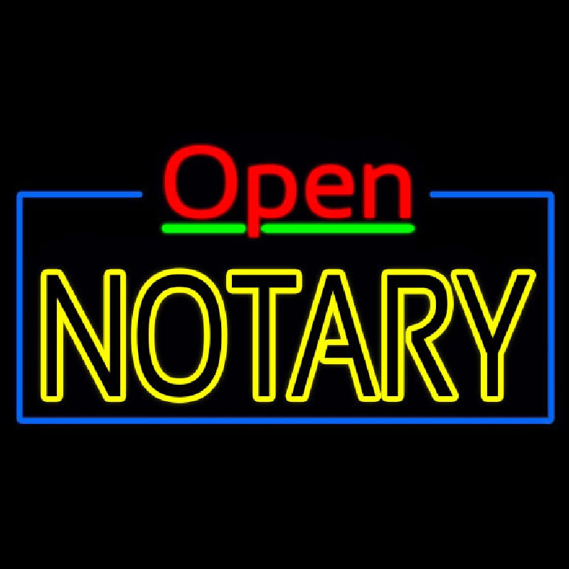 Custom Red Open Double Stroke Yellow Notary Neon Sign USA