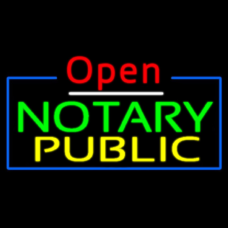 Custom Red Open Notary Public Blue Border Neon Sign USA