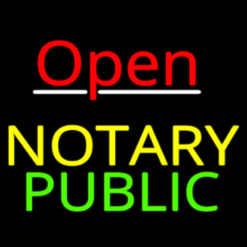 Custom Red Open Notary Public Neon Sign USA
