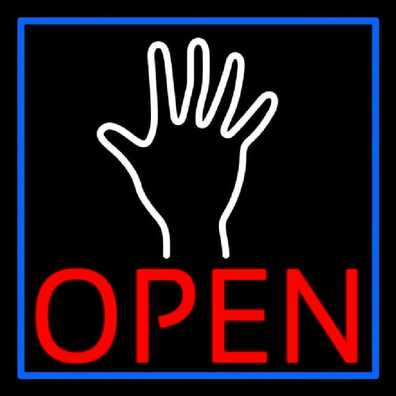 Custom Red Open Psychic Blue Border Neon Sign USA