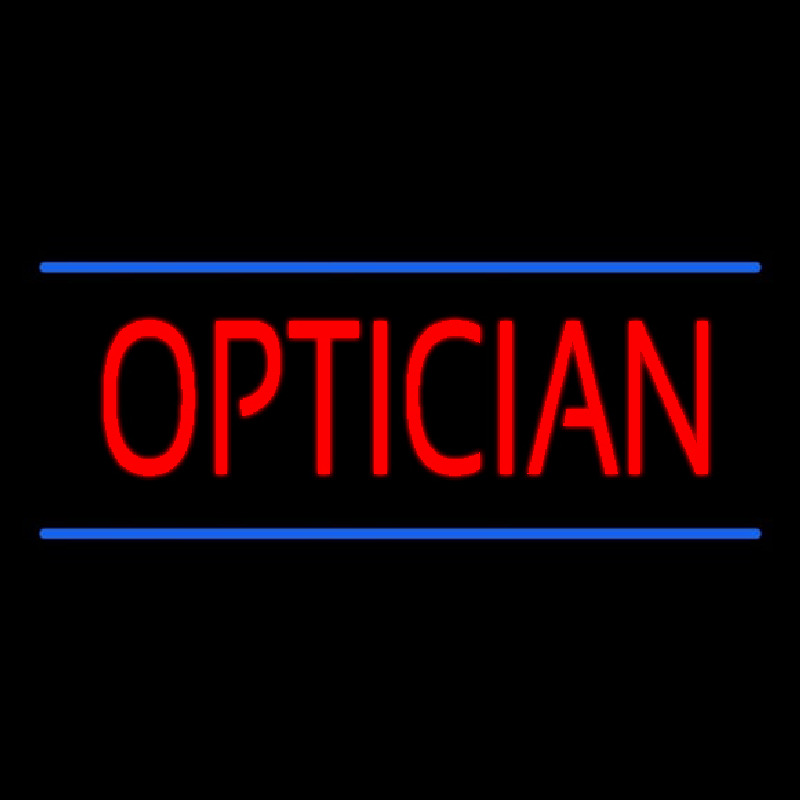 Custom Red Optician Blue Lines Neon Sign USA