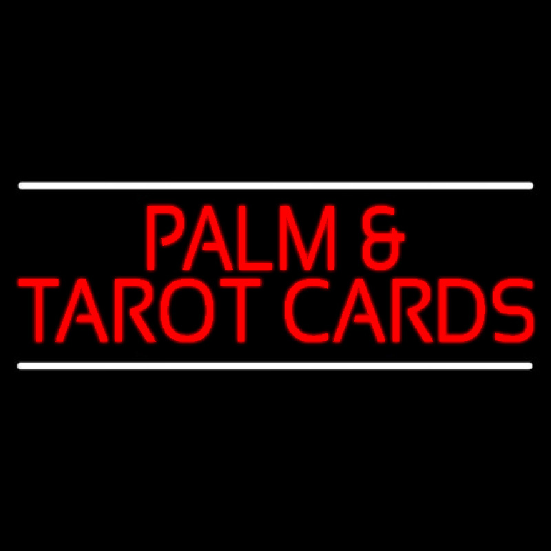 Custom Red Palm And Tarot Cards Block With White Line Neon Sign USA