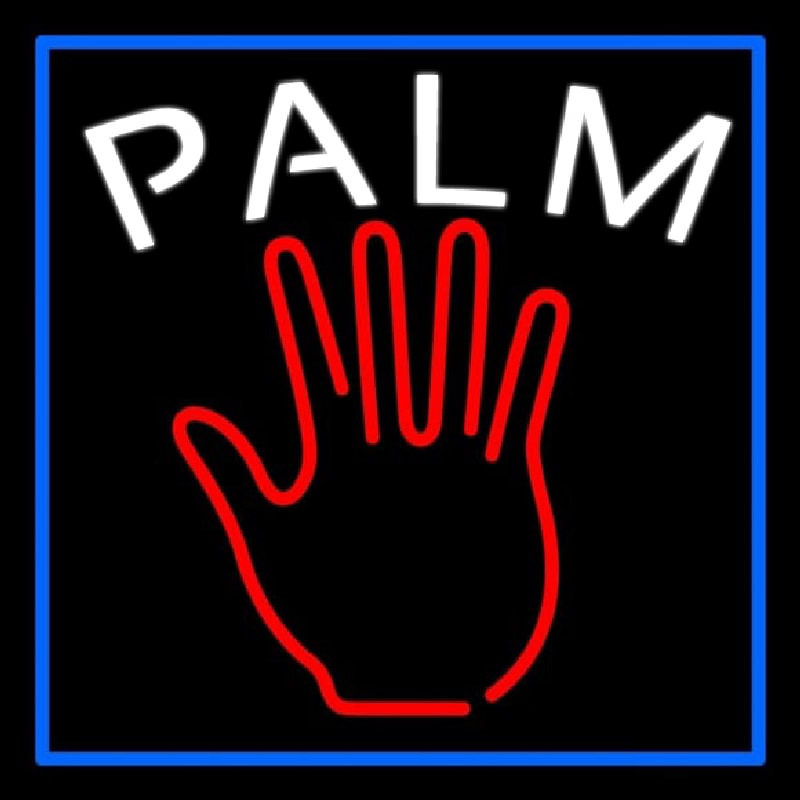 Custom Red Palm Blue Border Neon Sign USA