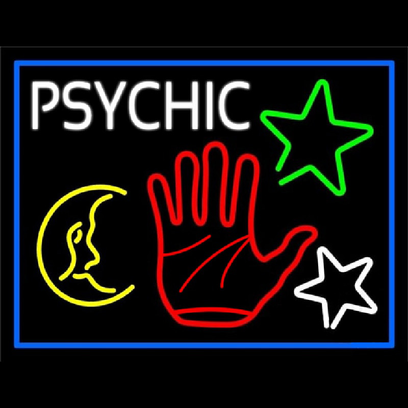 Custom Red Palm Logo Psychic And Blue Border Neon Sign USA