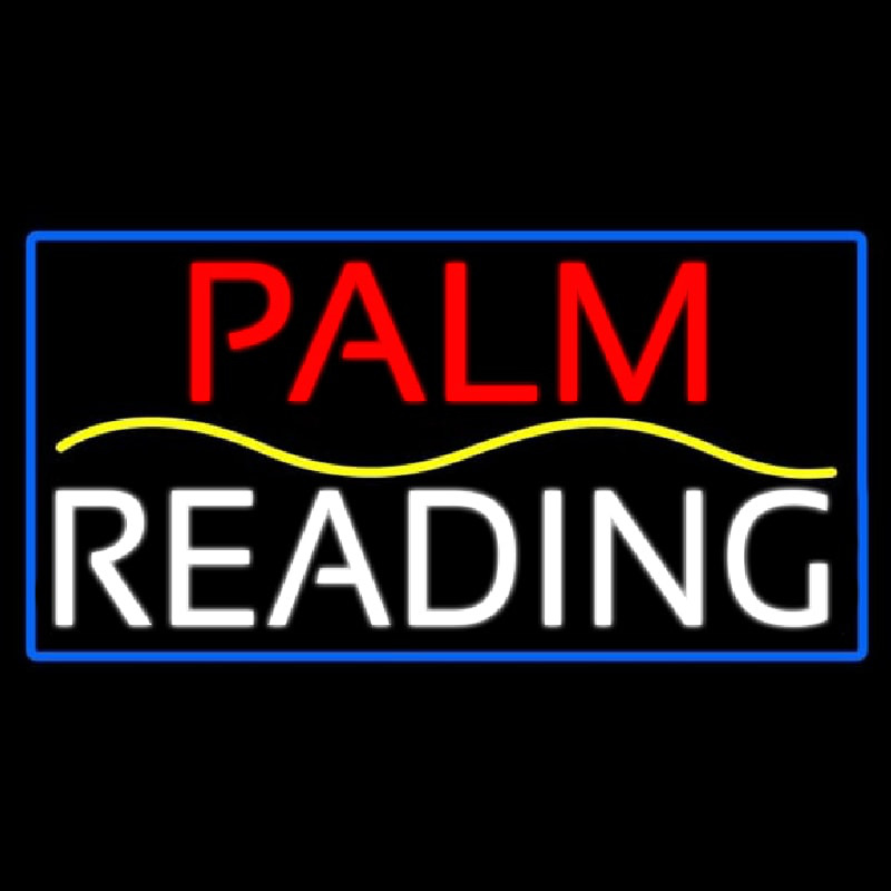 Custom Red Palm Yellow Line White Reading Blue Border Neon Sign USA