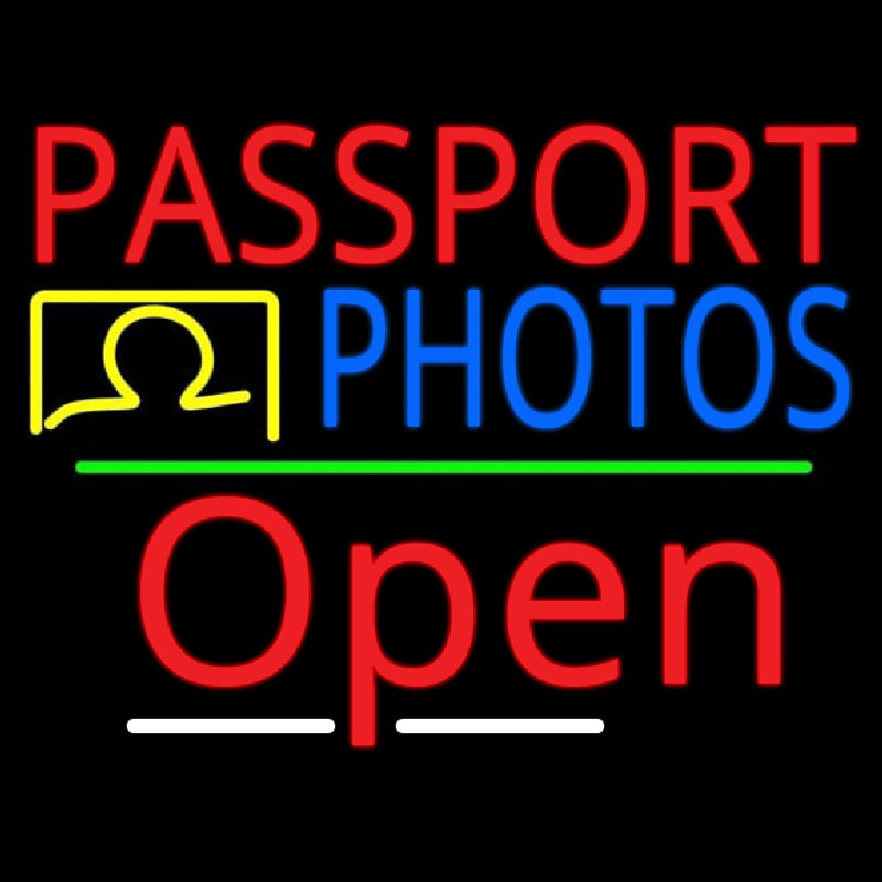 Custom Red Passport Blue Photos With Open 3 Neon Sign USA