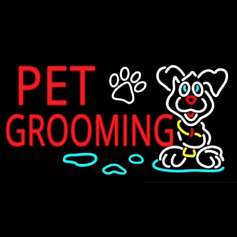 Custom Red Pet Grooming Neon Sign USA