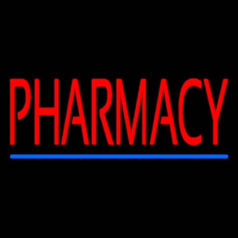 Custom Red Pharmacy Blue Line Neon Sign USA