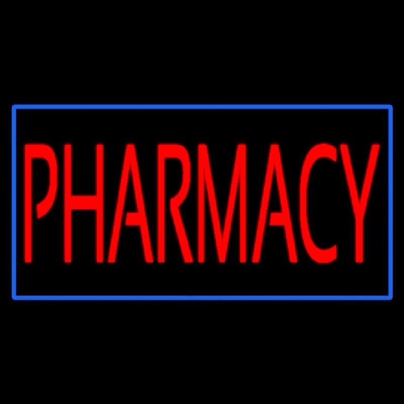 Custom Red Pharmacy Green Border Neon Sign USA