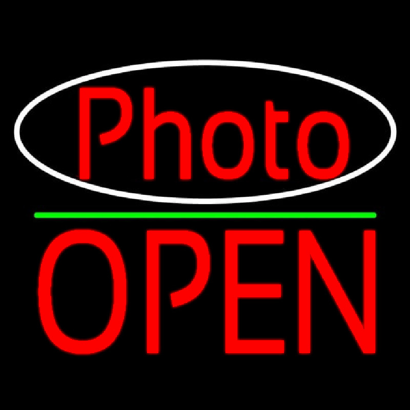 Custom Red Photo With Open 1 Neon Sign USA