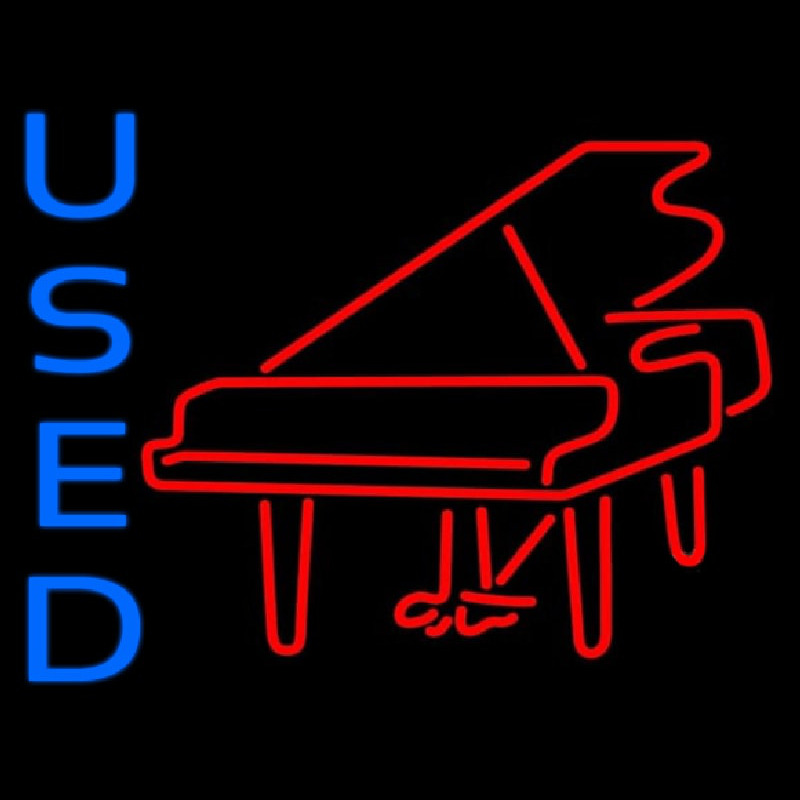 Custom Red Piano Logo Blue Used 1 Neon Sign USA