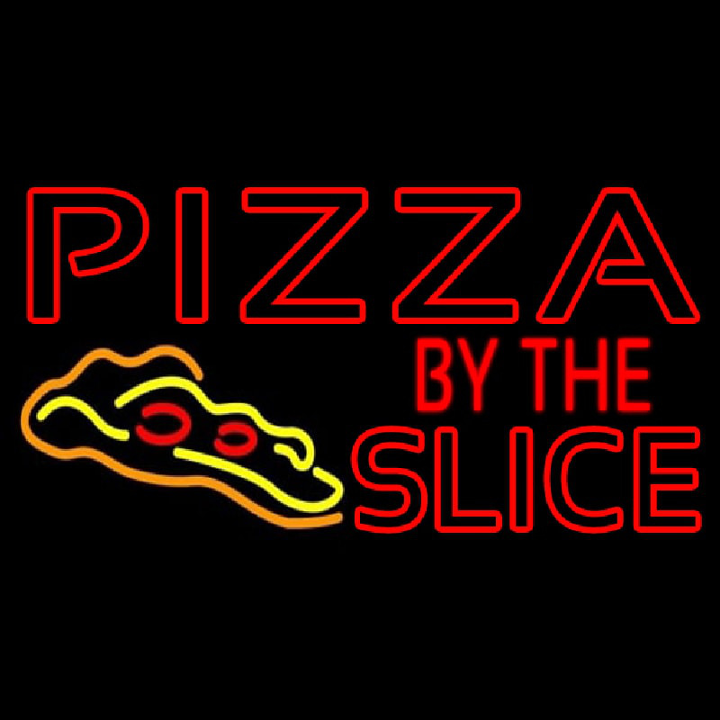 Custom Red Pizza By The Slice Logo Neon Sign USA