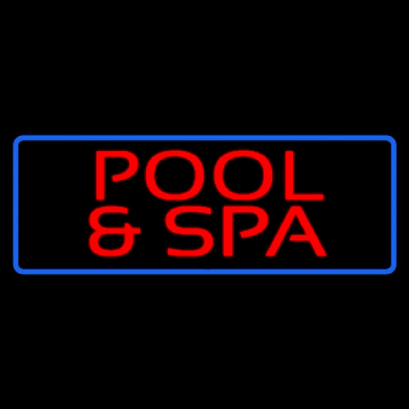 Custom Red Pool And Spa Blue Border Neon Sign USA