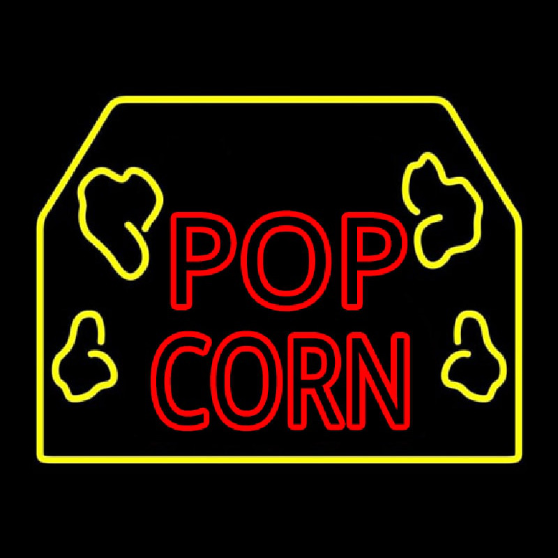 Custom Red Popcorn Logo With Border Neon Sign USA