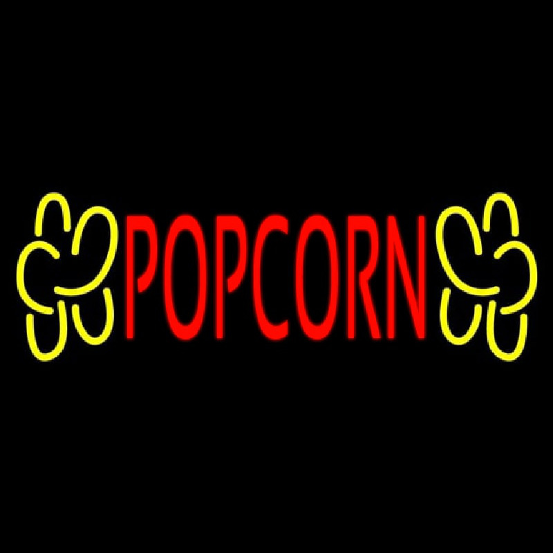 Custom Red Popcorn Yellow Logo Neon Sign USA
