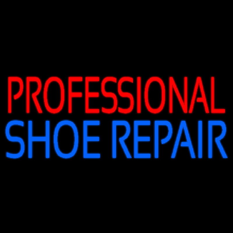 Custom Red Professional Blue Shoe Repair Neon Sign USA