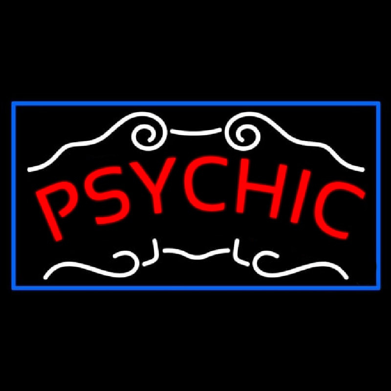 Custom Red Psychic Blue Border Neon Sign USA