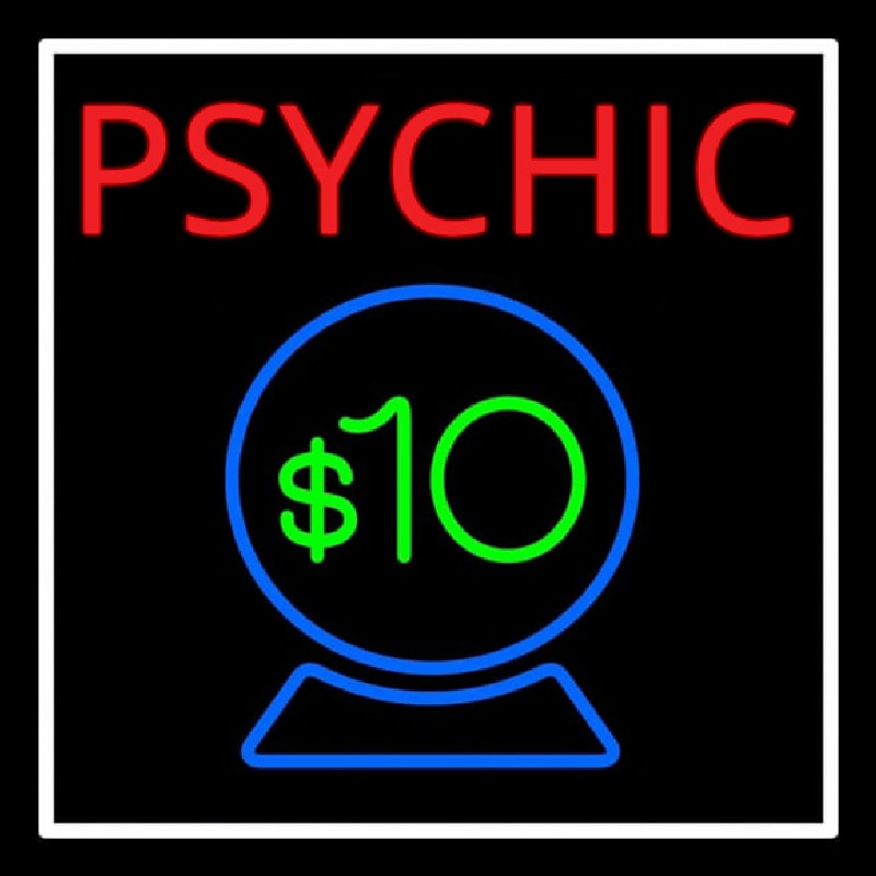 Custom Red Psychic Blue Crystal Globe And White Border Neon Sign USA