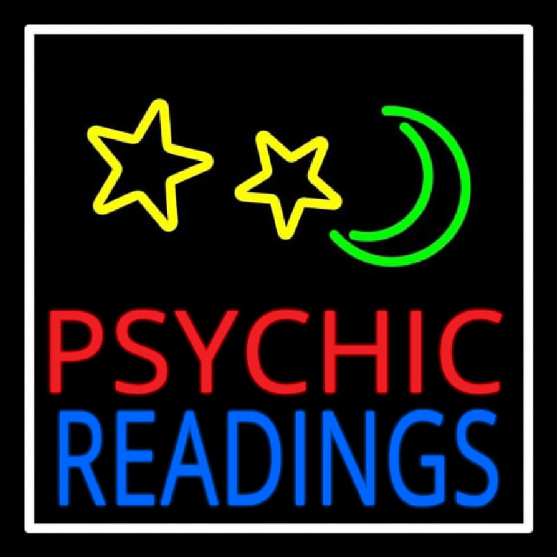 Custom Red Psychic Blue Readings White Border Neon Sign USA