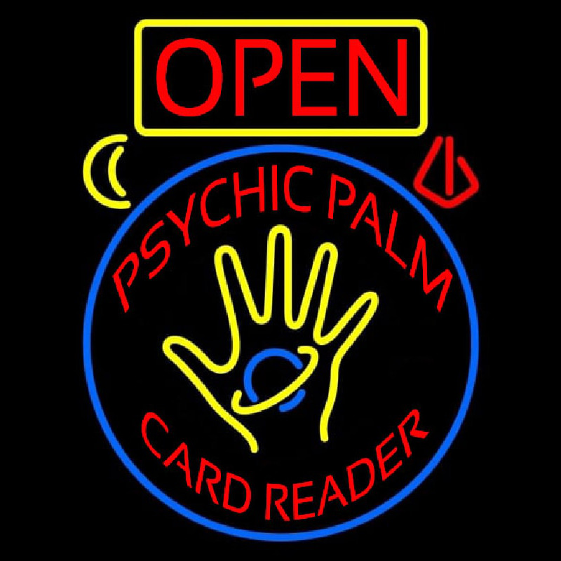 Custom Red Psychic Palm Card Reader Open And Logo Neon Sign