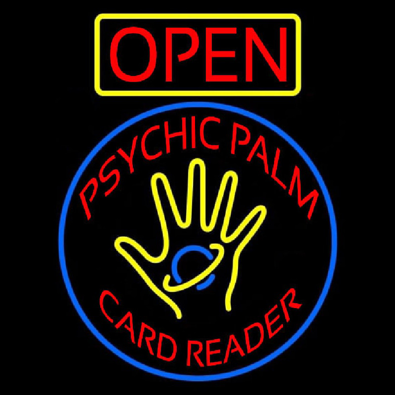 Custom Red Psychic Palm Card Reader Open Neon Sign