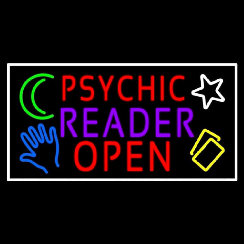 Custom Red Psychic Purple Reader Red Open Block White Border Neon Sign USA