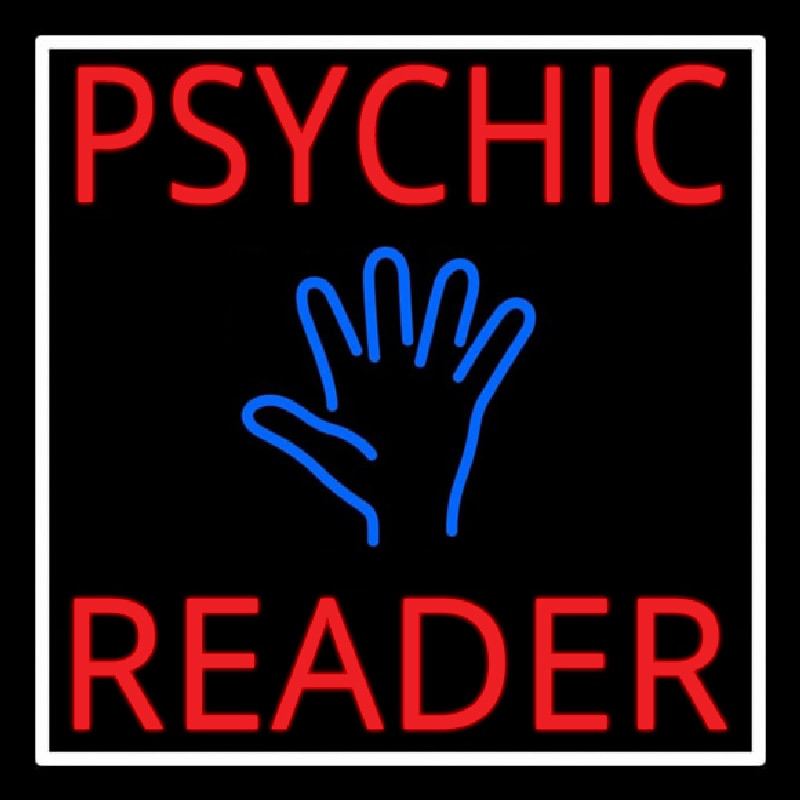 Custom Red Psychic Reader Blue Palm With White Border Neon Sign USA