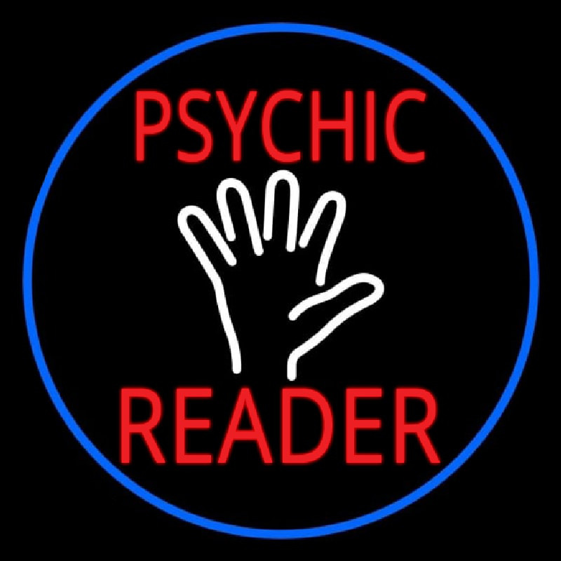 Custom Red Psychic Reader White Palm And Blue Border Neon Sign