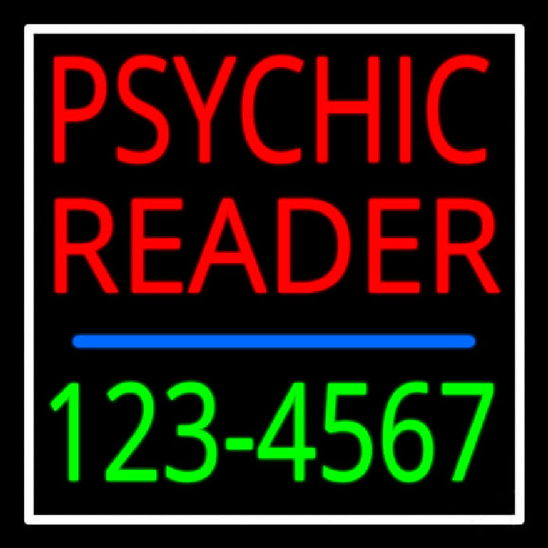 Custom Red Psychic Reader With Green Phone Number Neon Sign