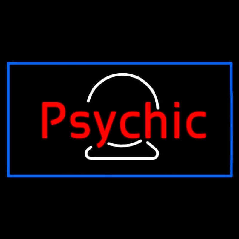 Custom Red Psychic White Crystal Blue Border Neon Sign