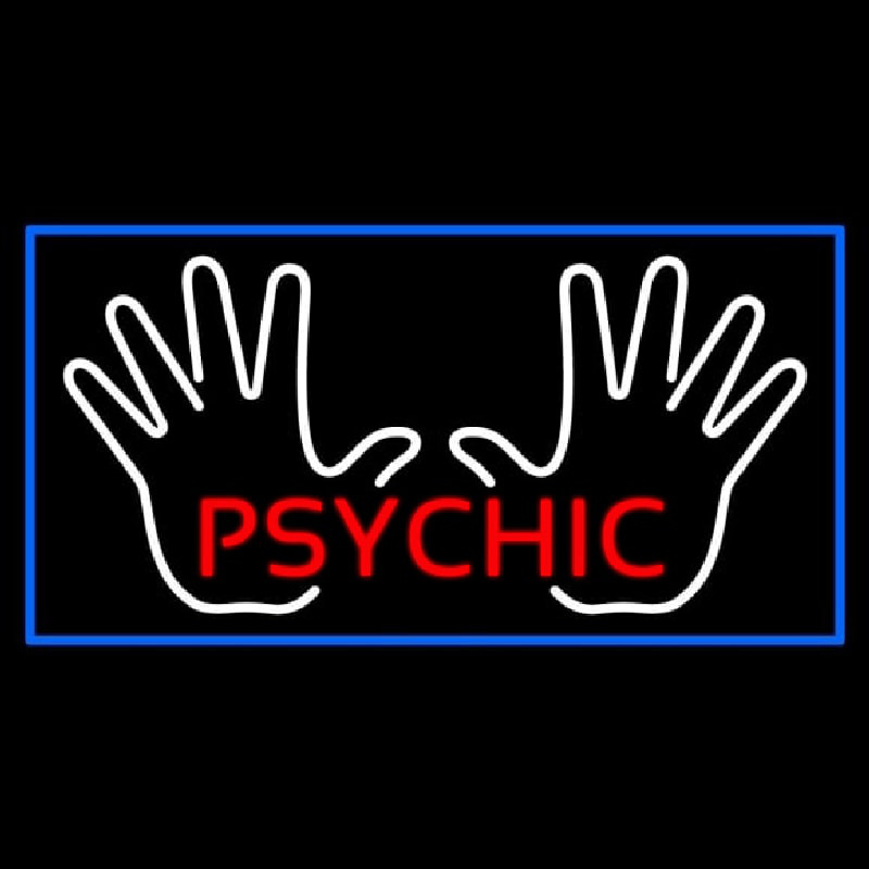 Custom Red Psychic White Palms And Blue Border Neon Sign USA