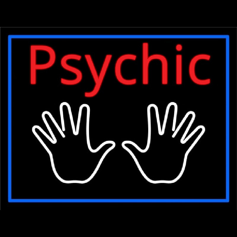 Custom Red Psychic White Palms And Blue Border Neon Sign USA