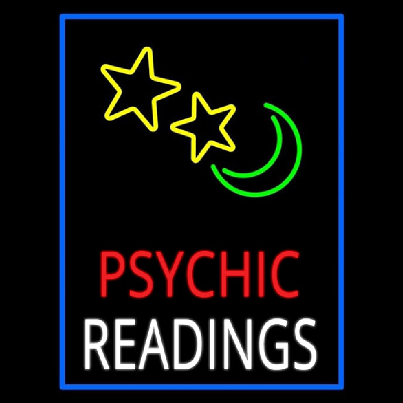 Custom Red Psychic White Readings Blue Border Neon Sign USA