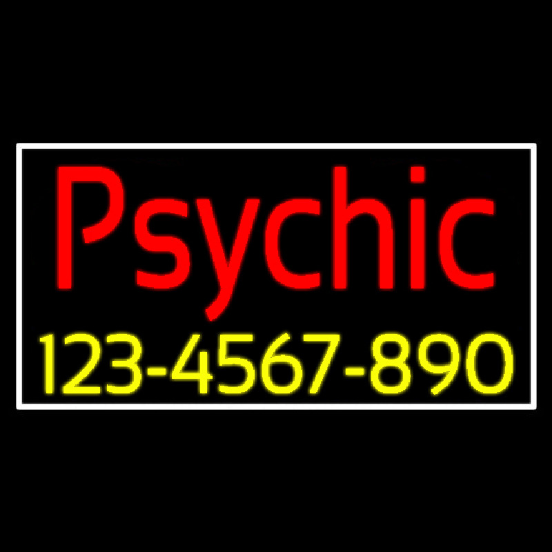 Custom Red Psychic With Yellow Phone Number Neon Sign USA